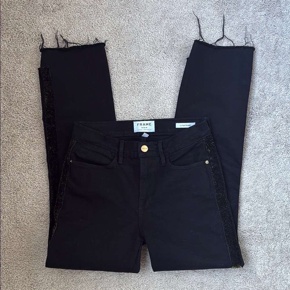 Frame Denim Black Ankle Cropped Jeans